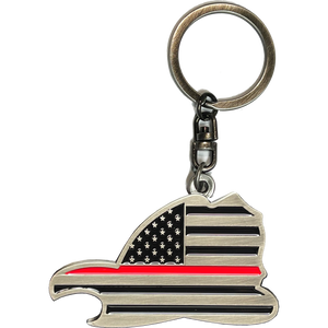 Maltese Cross Fire Department Helmet Bottle Opener keychain Thin Red Line Flag Challenge Coin Fire Fighter EL11-010 KC-033
