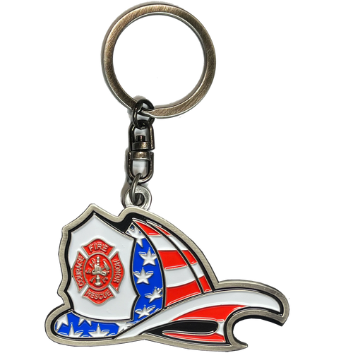 Maltese Cross Fire Department Helmet Bottle Opener keychain Thin Red Line Flag Challenge Coin Fire Fighter EL11-010 KC-033