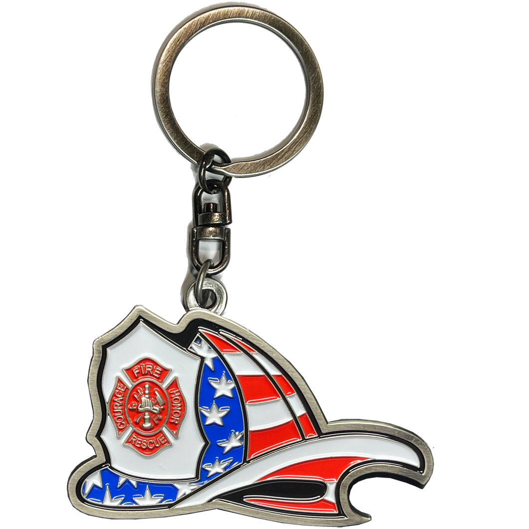 Maltese Cross Fire Department Helmet Bottle Opener keychain Thin Red Line Flag Challenge Coin Fire Fighter EL11-010 KC-033