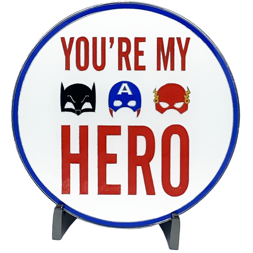 I Love You Daddy You're My Super Hero Glow-in-the-Dark Challenge Coin inspired by Batman Flash Captain America J-007 - www.ChallengeCoinCreations.com