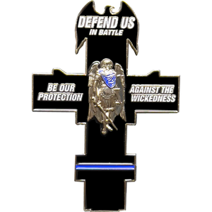 Hialeah Police Department Thin Blue Line St. Michael Cross Challenge Coin medallion GL10-005