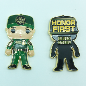Honor First Bleed Green Female Challenge Coin Thin Green Line Police Officer CBP Agent Girl Lady Woman Border Patrol BH-014 - www.ChallengeCoinCreations.com
