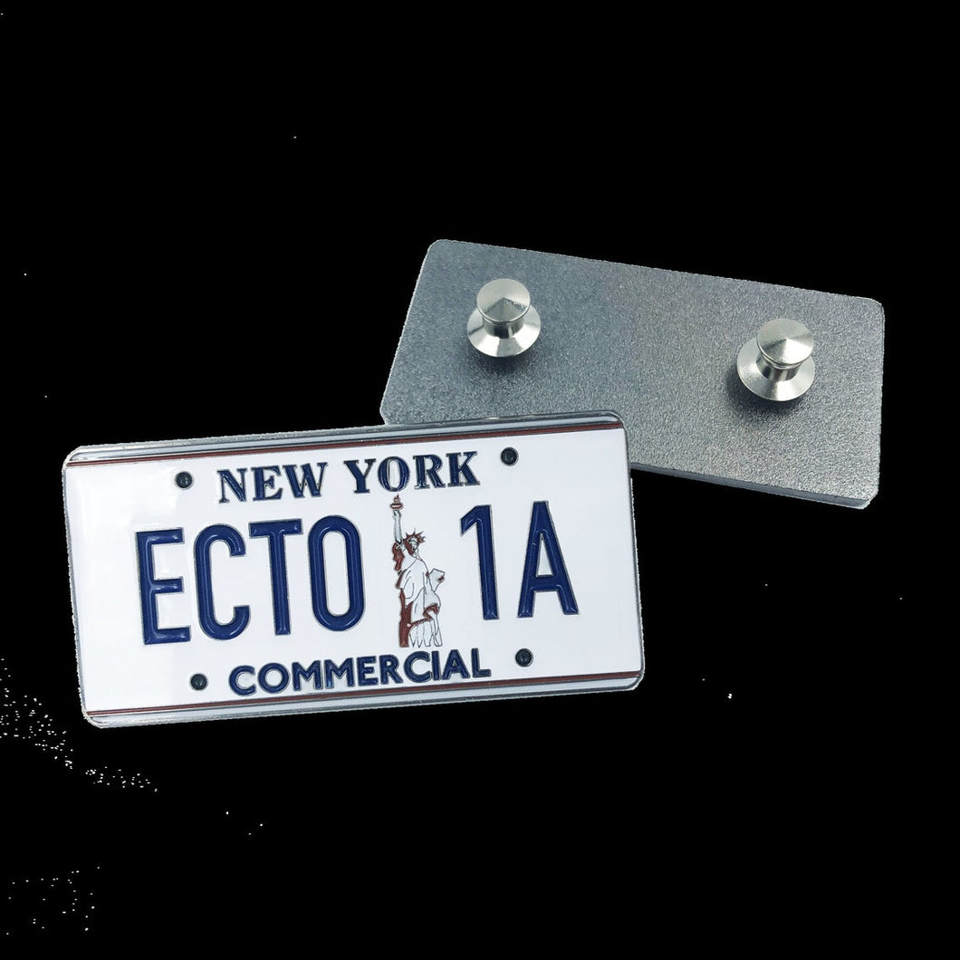 10-GB Ghostbusters Ecto 1A License plate Pin - www.ChallengeCoinCreations.com