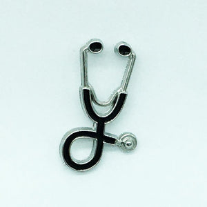 Nurse Doctor Stethoscope Black on Silver Pin P-060 - www.ChallengeCoinCreations.com