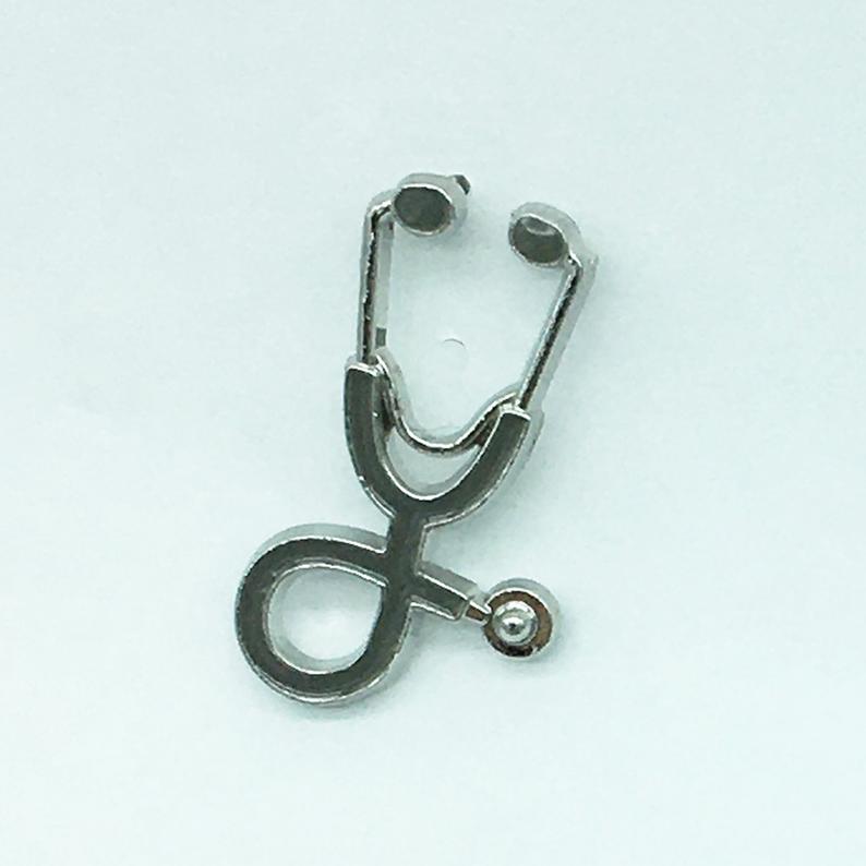 Nurse Doctor Stethoscope Gray on Silver Pin P-059 - www.ChallengeCoinCreations.com