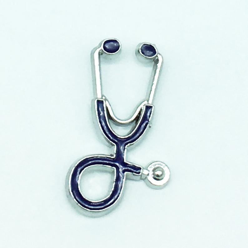 Nurse Doctor Stethoscope Dark Purple on Silver Pin P-063 - www.ChallengeCoinCreations.com
