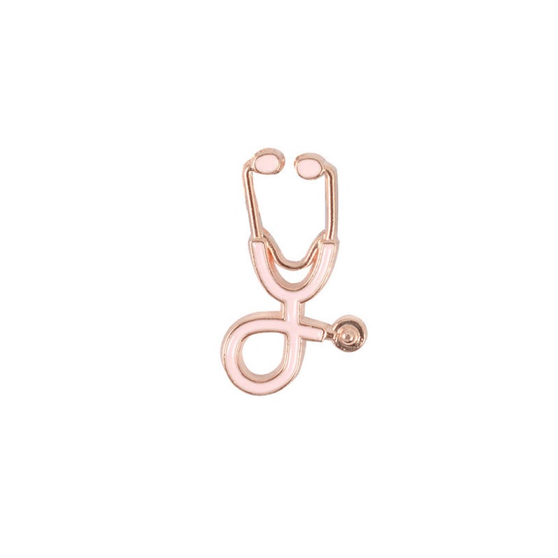 Nurse Doctor Stethoscope Pin Ships From USA Pink on Gold P-082 - www.ChallengeCoinCreations.com