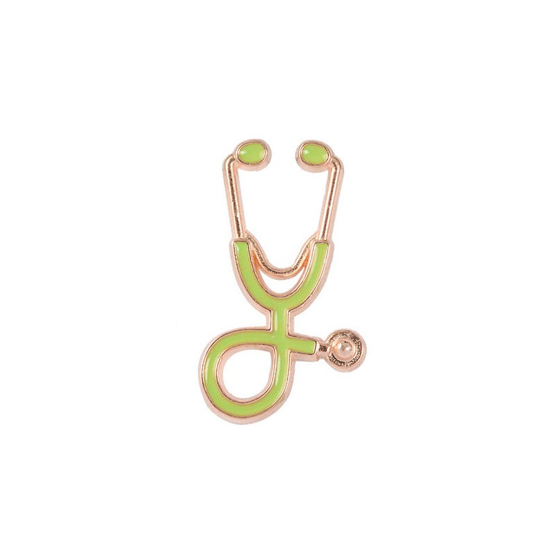 Nurse Doctor Stethoscope Pin Ships From USA Green on Gold P-081 - www.ChallengeCoinCreations.com