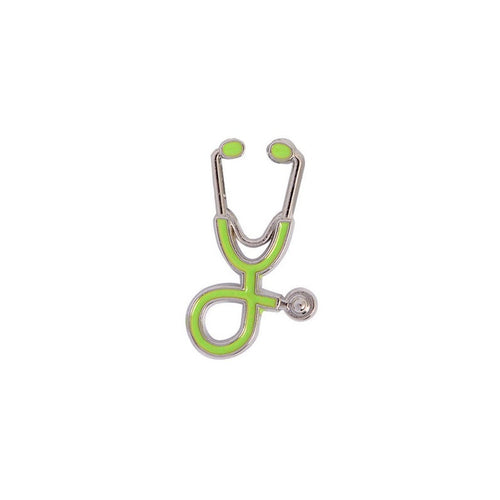 Nurse Doctor Stethoscope Pin Ships From USA Green on Silver P-078 - www.ChallengeCoinCreations.com