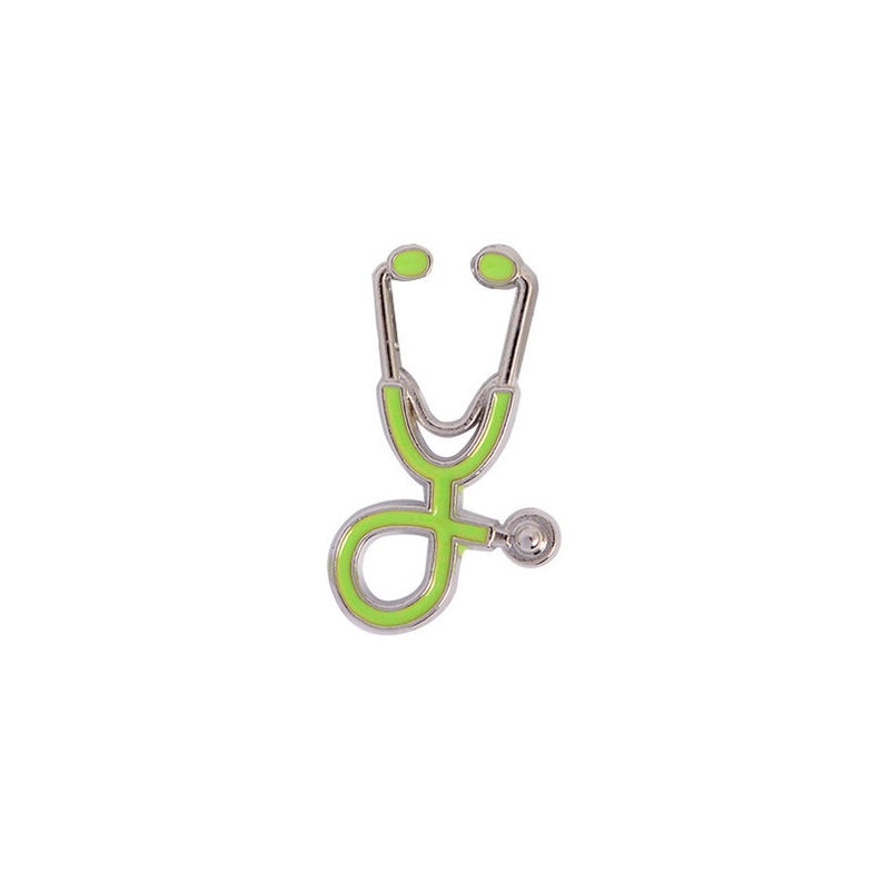 Nurse Doctor Stethoscope Pin Ships From USA Green on Silver P-078 - www.ChallengeCoinCreations.com
