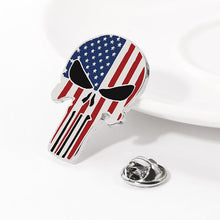 Load image into Gallery viewer, Red White and Blue Skull Pin P-070 - www.ChallengeCoinCreations.com