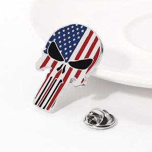 Red White and Blue Skull Pin P-070 - www.ChallengeCoinCreations.com