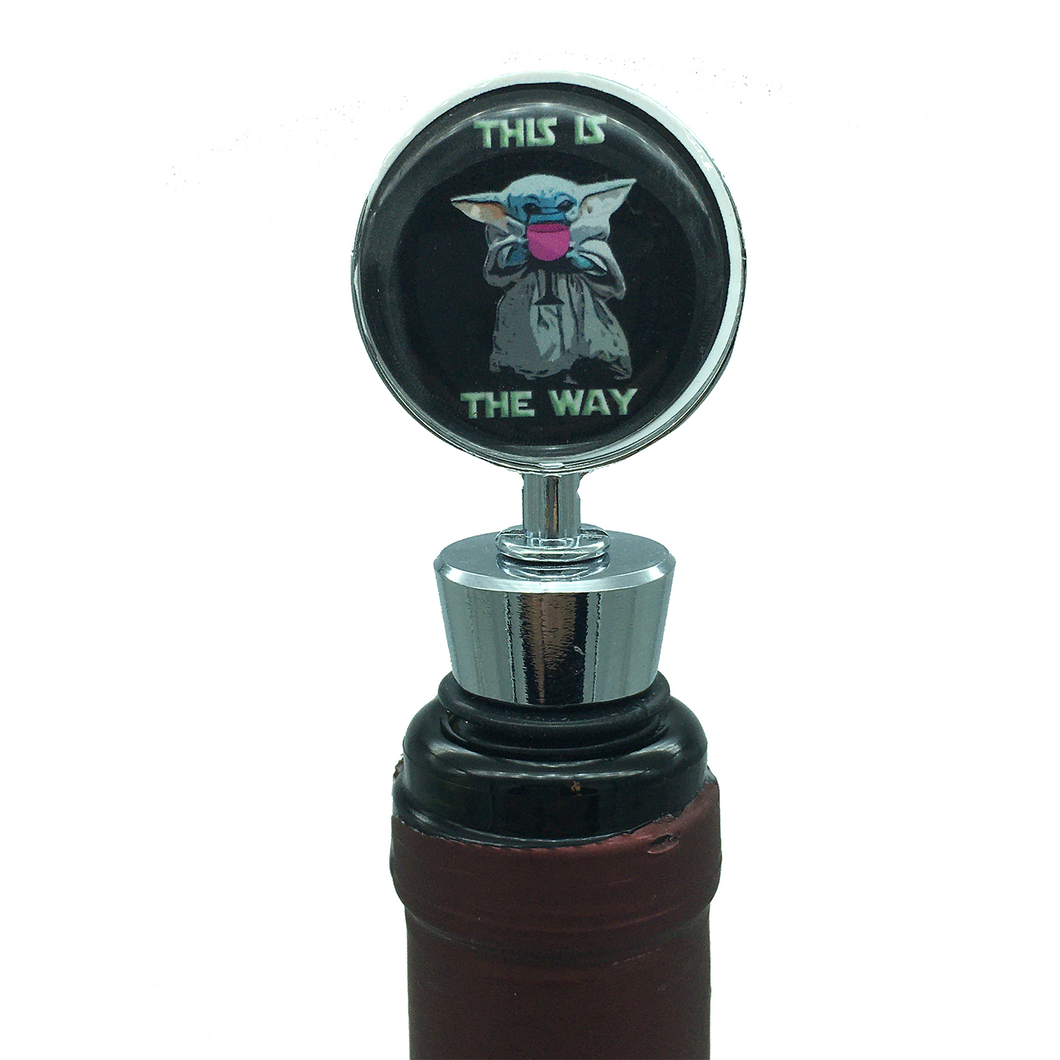 Star Wars Mandalorian Inspired The Child Baby Yoda This is the Way Wine Bottle Stopper - www.ChallengeCoinCreations.com