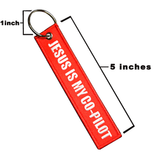Load image into Gallery viewer, Jesus is my Co-Pilot Amen CREW Keychain or Luggage Tag or zipper pull Fish Spirit EL11-021