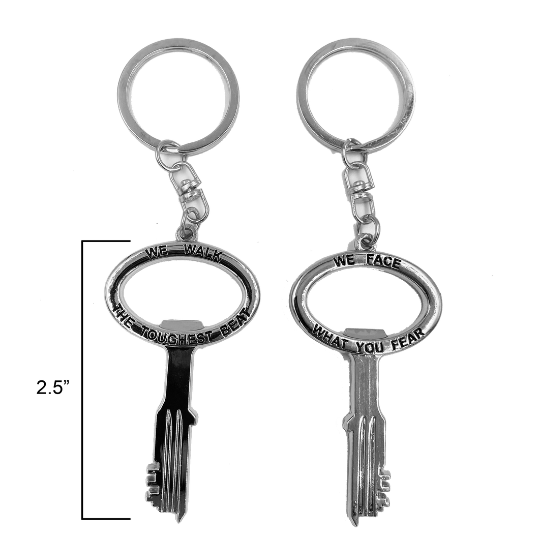 Silver Prison Jail Key bottle opener keychain challenge coin Correctional Officer CO Corrections thin gray line EE-021 - www.ChallengeCoinCreations.com