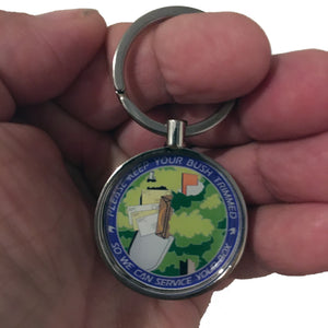 Parody USPS Postal Service Keep Your Bush Trimmed Keychain Letter Mail Carrier Inspector