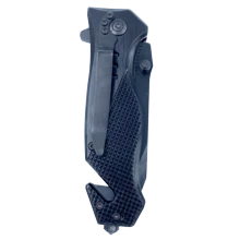 Load image into Gallery viewer, Mandalorian inspired 3-in-1 Police Tactical Star Wars parody Rescue Knife with Seatbelt Cutter, Steel Serrated Blade, Glass Breaker  14-K - www.ChallengeCoinCreations.com