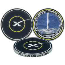Load image into Gallery viewer, SpaceX Landing Pad Challenge Coin Landing Zone OCISLY JRTI BL13-006 - www.ChallengeCoinCreations.com