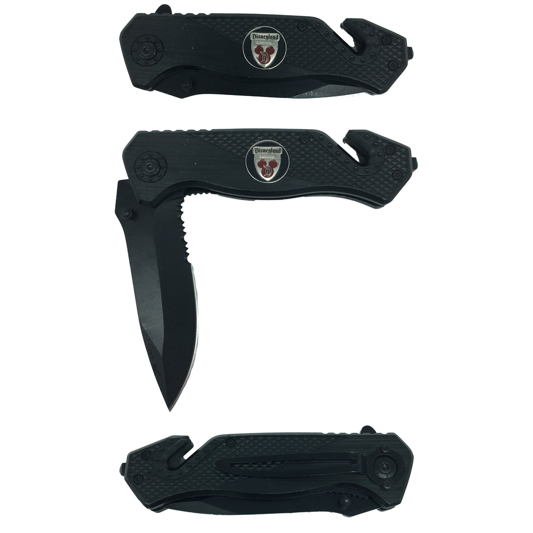 Disneyland Security Inspired Tactical Rescue Knife Seatbelt Cutter, Steel Serrated Blade, Glass Breaker 19-K