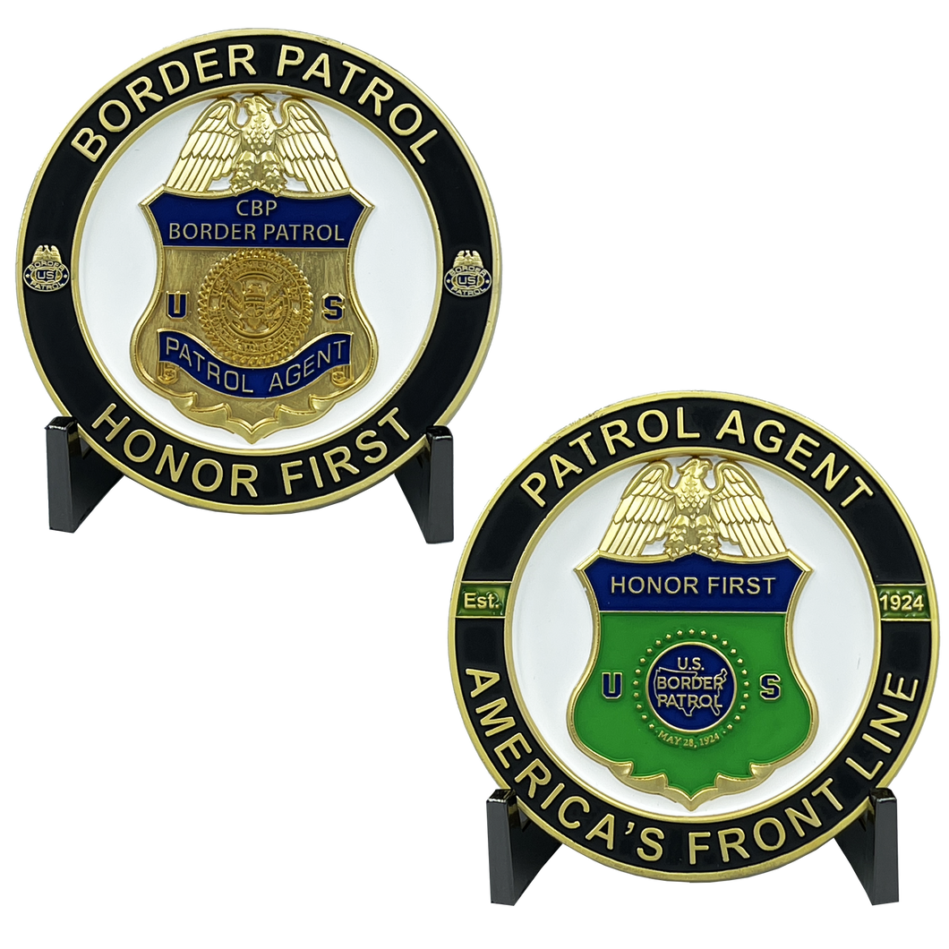 Border Patrol Agent Challenge Coin CBP BPA Challenge Coin Thin Green Line Honor First EL4-012 - www.ChallengeCoinCreations.com
