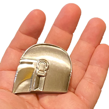 Load image into Gallery viewer, Star Wars The Mandalorian inspired helmet mask pin with dual pin posts and deluxe locking clasps DL11-03 - www.ChallengeCoinCreations.com
