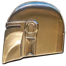 Load image into Gallery viewer, Star Wars The Mandalorian inspired helmet mask pin with dual pin posts and deluxe locking clasps DL11-03 - www.ChallengeCoinCreations.com