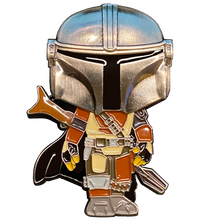 Load image into Gallery viewer, Star Wars Mandalorian inspired Guy with The Child Thin Gold Line 911 Emergency Dispatcher Yellow BH-015 - www.ChallengeCoinCreations.com