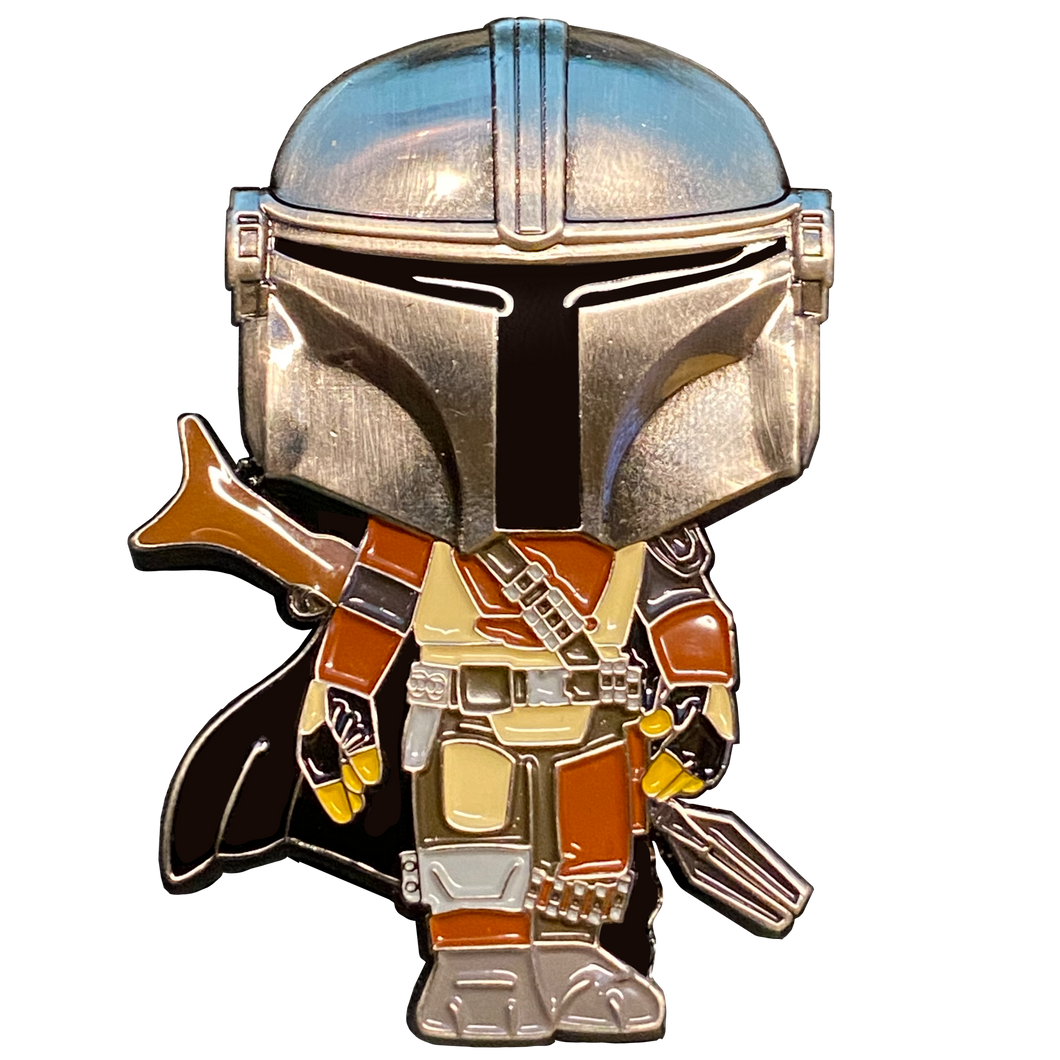 Star Wars Mandalorian inspired Guy with The Child Thin Gold Line 911 Emergency Dispatcher Yellow BH-015 - www.ChallengeCoinCreations.com