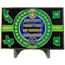 Load image into Gallery viewer, Border Patrol Agent Timeline CBP BPA Challenge Coin Thin Green Line Honor First CA AZ TX NM EL13-003