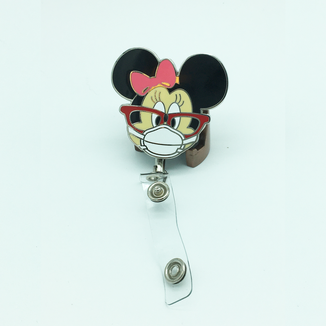 Minnie Mouse Covid19 Mask Retractable  ID Card Holder  Reel Disney Inspired ID-001 - www.ChallengeCoinCreations.com