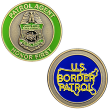 Load image into Gallery viewer, Border Patrol Honor First Thin Green Line Challenge Coin BPA Patrol Agent EL7-008 - www.ChallengeCoinCreations.com