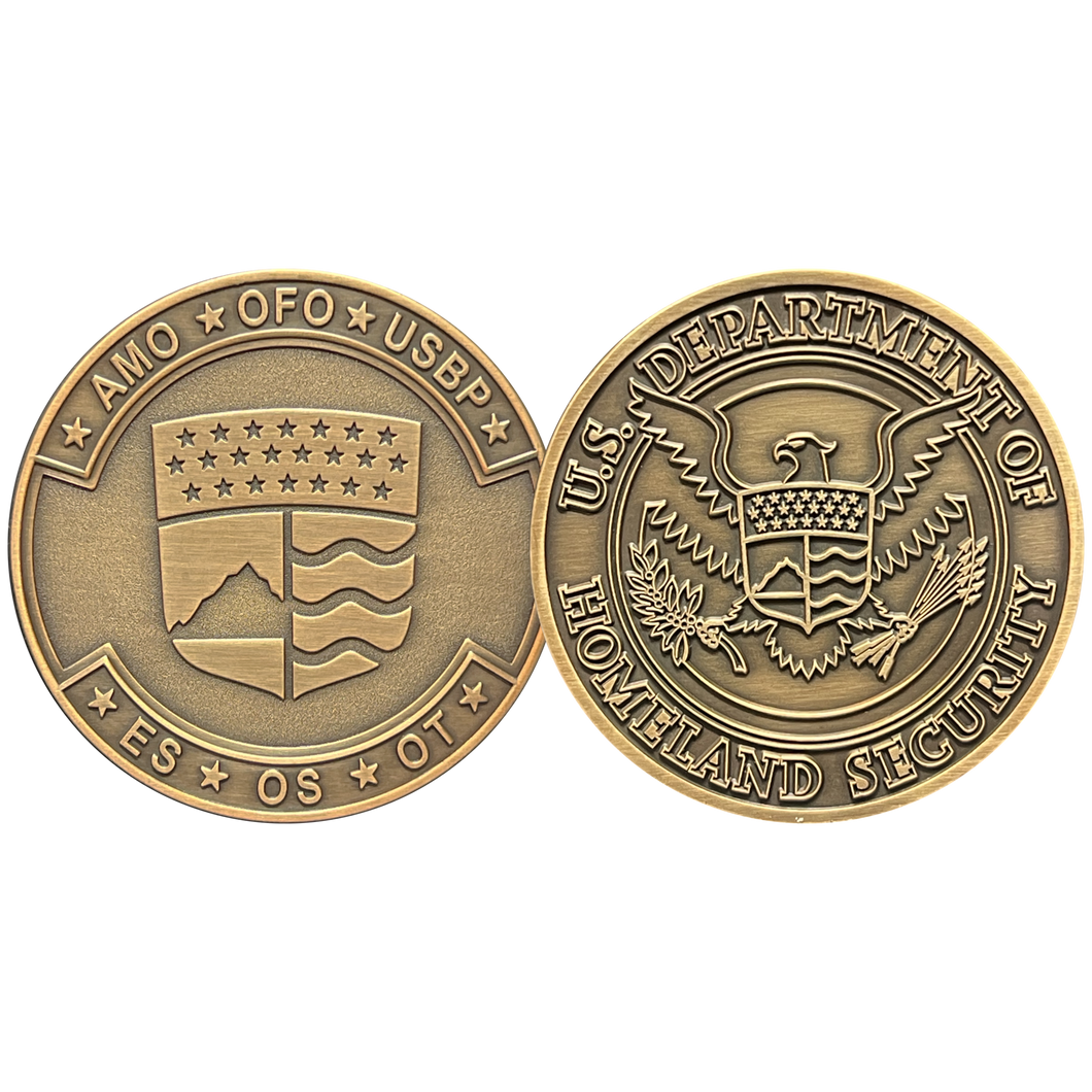 CBP AMO OFO Border Patrol es os et Challenge Coin Field Operations cbp Officer BL14-017 - www.ChallengeCoinCreations.com