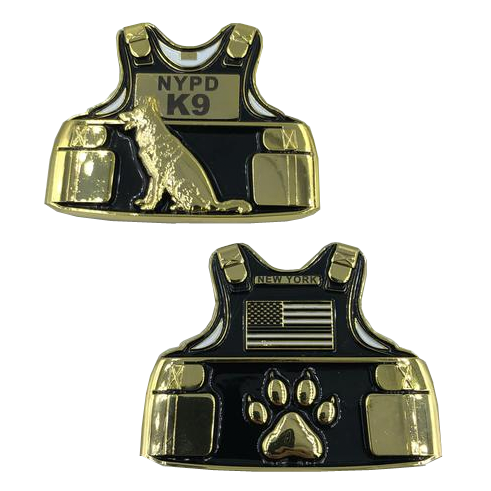 NYPD K9 Police Body Armor Challenge Coin L-08 - www.ChallengeCoinCreations.com
