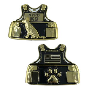 NYPD K9 Police Body Armor Challenge Coin L-08 - www.ChallengeCoinCreations.com