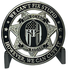 Load image into Gallery viewer, Can&#39;t Fix Stupid Old School Prison Guard Correctional Officer CO CorrectionsThin Gray Line Challenge Coin BL5-004 - www.ChallengeCoinCreations.com