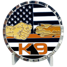 Load image into Gallery viewer, K9 Police Thin Orange Line Canine Challenge Coin Search and Rescue, EMT, EMS, Paramedic Coast Guard GL3-018