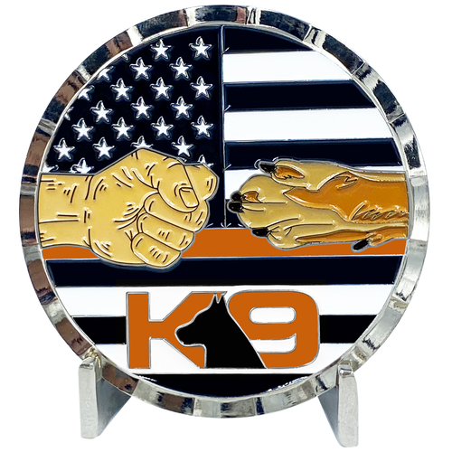 K9 Police Thin Orange Line Canine Challenge Coin Search and Rescue, EMT, EMS, Paramedic Coast Guard GL3-018