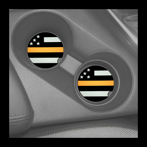 Set of 2 Thin Orange Line USCG Silicone Car Cup Coasters Coastie Rescue Coast Guard - www.ChallengeCoinCreations.com