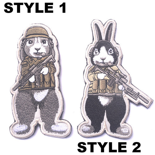Funny Armed Rabbit Tactical Embroidered Hook and Loop Morale Patch FREE USA SHIPPING SHIPS FREE FROM USA V-00087 PAT-358 A/B