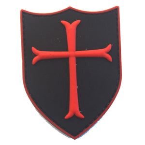 Masonic Templar Cross on Shield PVC Hook and Loop Morale Patch FREE USA SHIPPING SHIPS FROM USA PAT-526 (E)