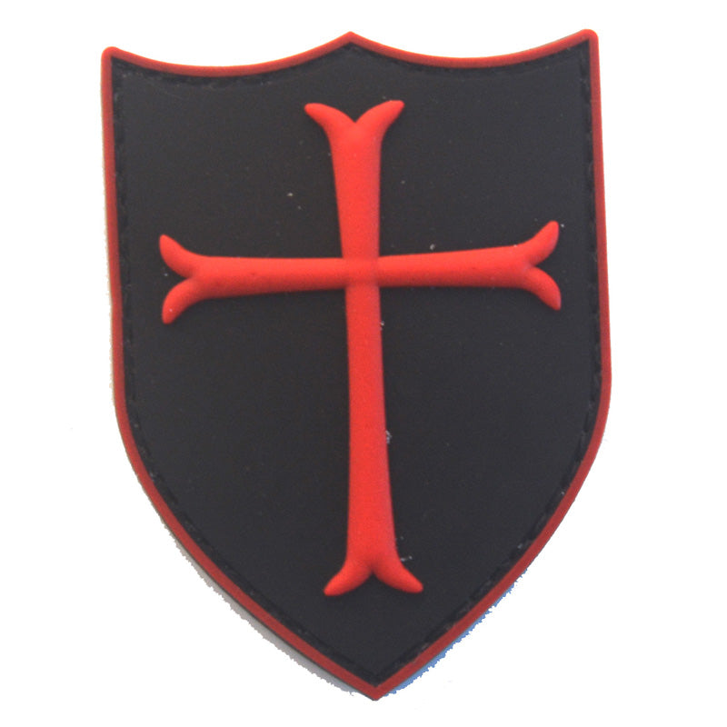 Masonic Templar Cross on Shield PVC Hook and Loop Morale Patch FREE USA SHIPPING SHIPS FROM USA PAT-526 (E)