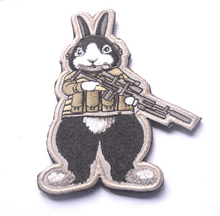 Load image into Gallery viewer, Funny Armed Rabbit Tactical Embroidered Hook and Loop Morale Patch FREE USA SHIPPING SHIPS FREE FROM USA V-00087 PAT-358 A/B