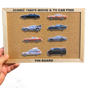 Legendary Iconic Movie TV Cars 1980 Edition 8 pins 80's set collection Knight Rider Back to the Future Mad Max Starsky and Hutch A-Team Ghost Busters James Bond Dukes of Hazzard DL11-07 - www.ChallengeCoinCreations.com