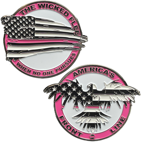 Thin Pink Line Flag and Eagle Breast Cancer Awareness Police Challenge Coin BL14-018 - www.ChallengeCoinCreations.com
