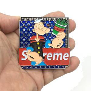 Popeye Inspired Supreme Spinach XL Pin P-073 - www.ChallengeCoinCreations.com