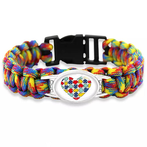 Autism Awareness Paracord Bracelet Heart Puzzle Pieces FREE USA SHIPPING SHIPS FROM USA