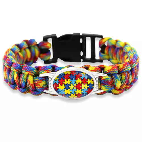 Autism Awareness Paracord Bracelet Puzzle Pieces FREE USA SHIPPING SHIPS FROM USA