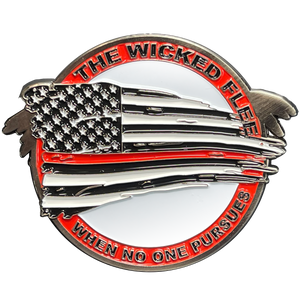 Thin Red Line Flag and Eagle Fire Fighter Challenge Coin Fire Department Fire House Firefighter L-19 - www.ChallengeCoinCreations.com