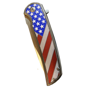 American Flag pocket knife Police Law Enforcement First Responder Rescue Tactical Survival Military Veteran USA BL1-02 - www.ChallengeCoinCreations.com