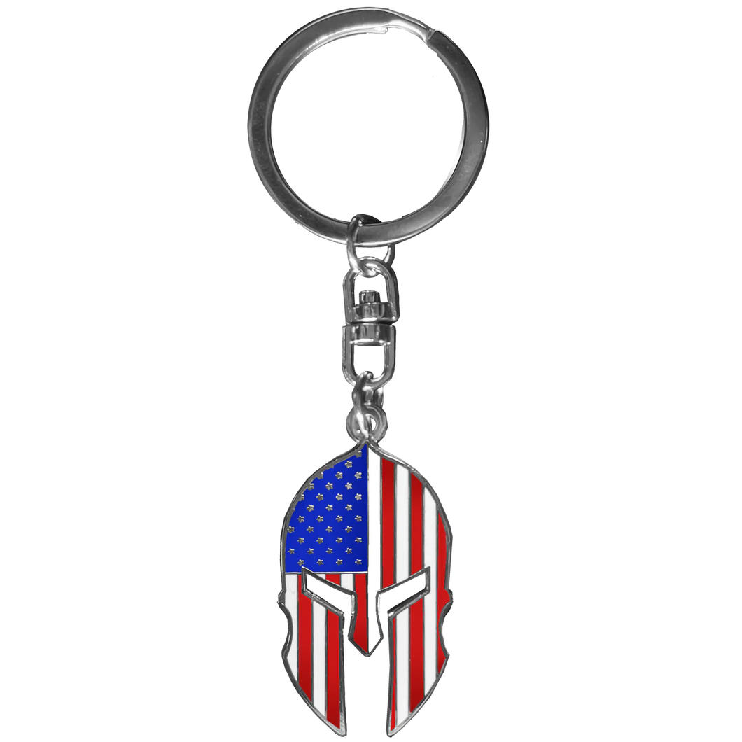 Gladiator Patriot American Flag Spartan Helmet Keychain Military Veteran GHKB-1F KC-42